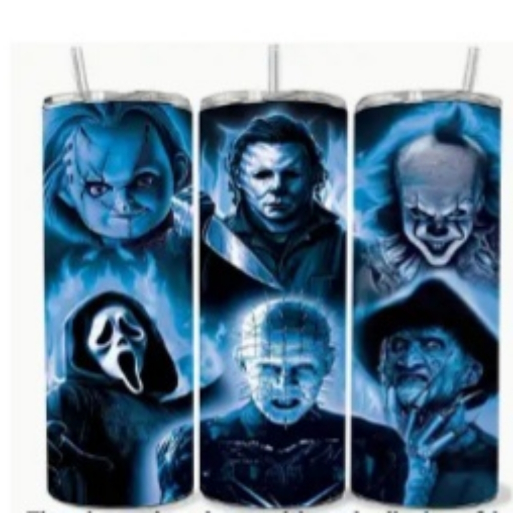 New 20oz Horror Tumbler With Straw